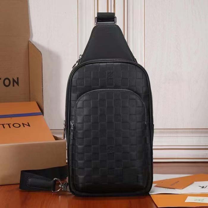 Louis Vuitton LV Unisex Avenue Sling Bag Black Damier Infini Cowhide Leather