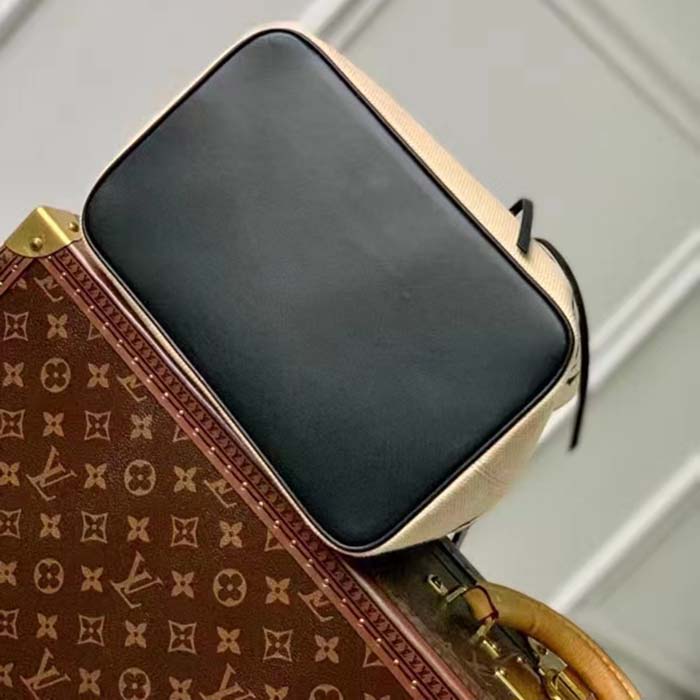 Louis Vuitton LV Unisex Néonoé MM Black Lotus Cotton Cowhide Leather