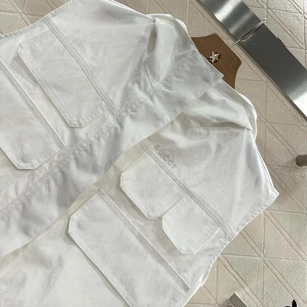 Gucci Women Light Cotton Canvas Gilet with Embroidery 826617 Z8B1S