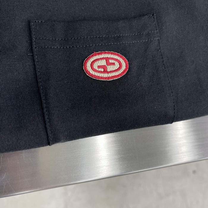 Gucci Men GG Cotton Polo Interlocking G Short Sleeves Chest Pocket