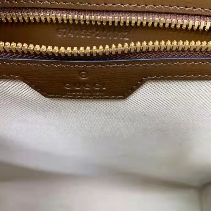 Gucci Unisex Medium Tote Interlocking G Beige Ebony Brown GG Supreme Canvas