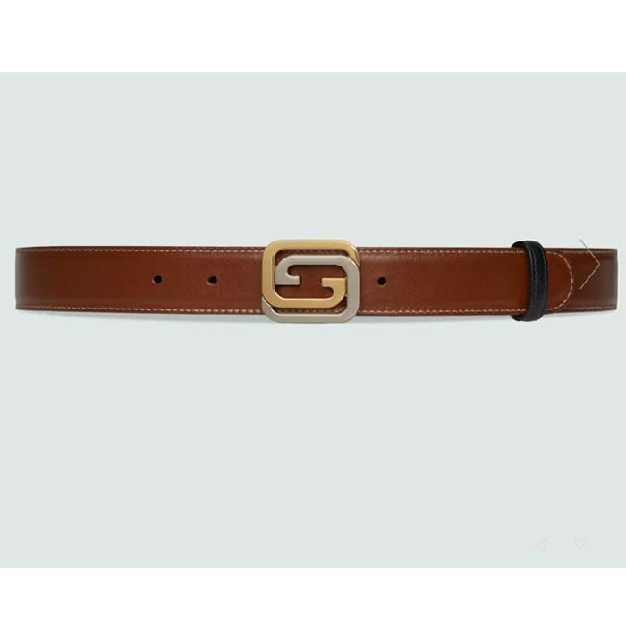 Gucci GG Unisex Belt Squared Interlocking G Buckle Black Leather 30 MM Width