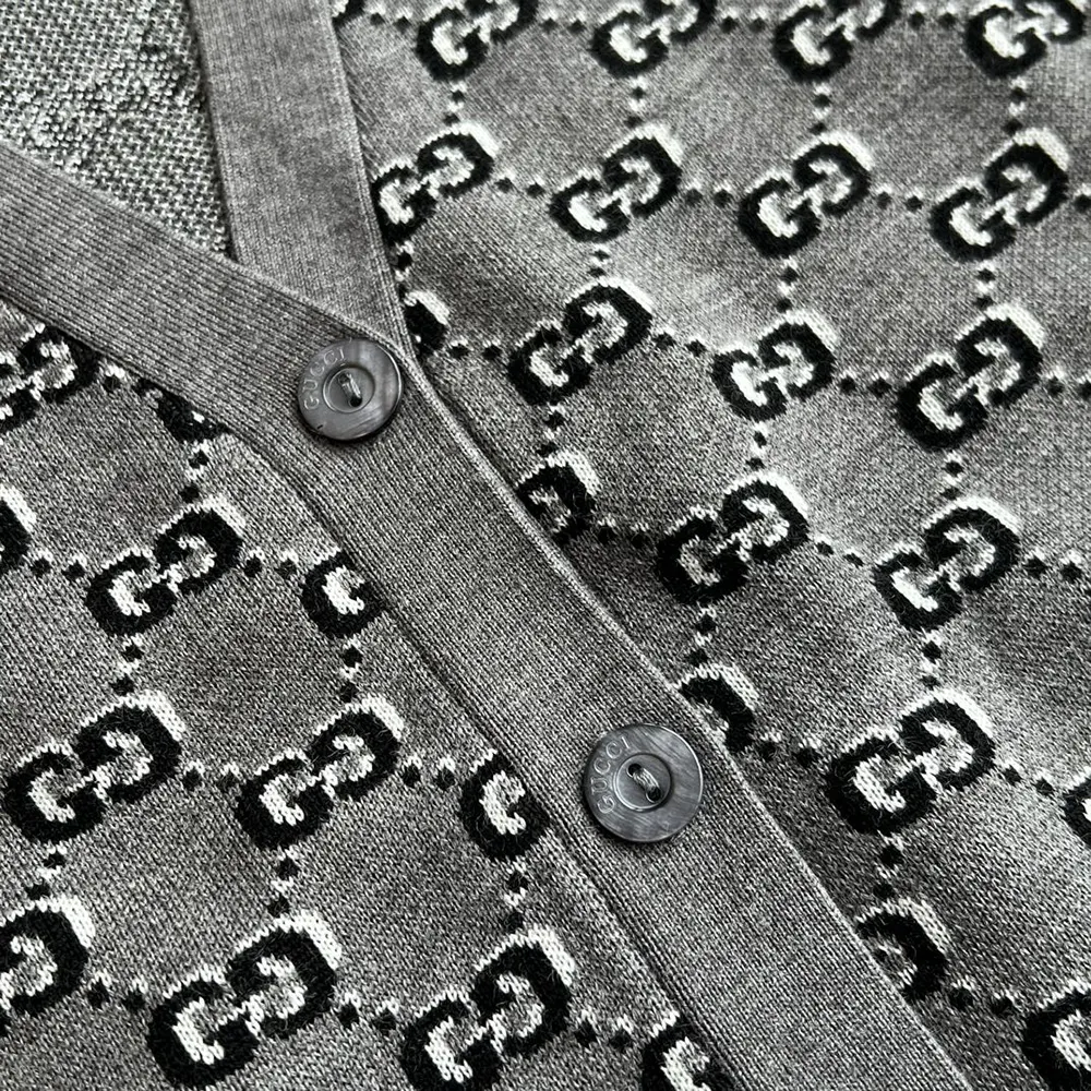 Gucci Women Wool Jacquard Cardigan with GG Shadow 798137XKD8R1136