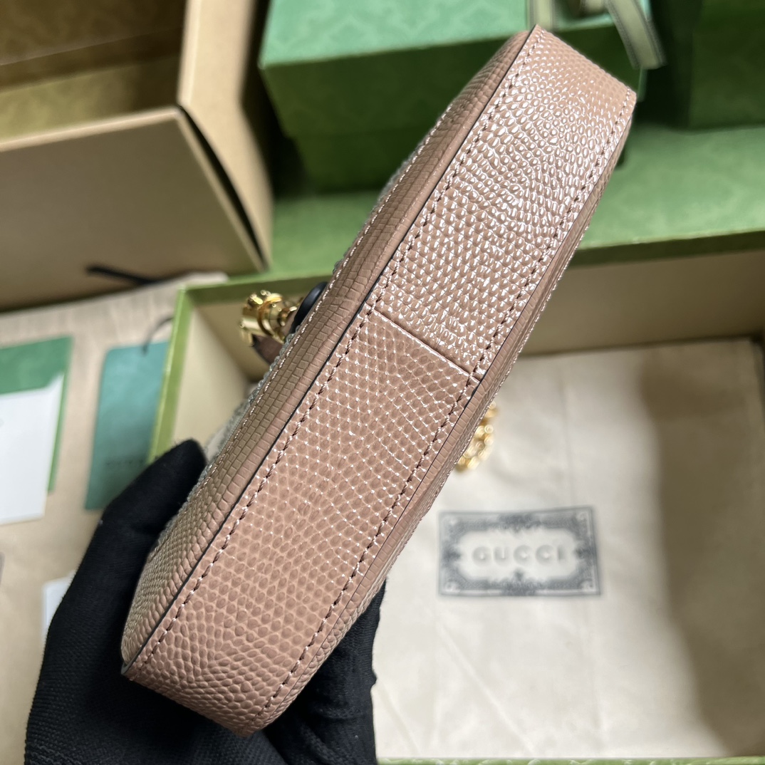 Gucci Women GG Jackie 1961 Mini Crystal GG Lizard Bag Powder Pink Mesh