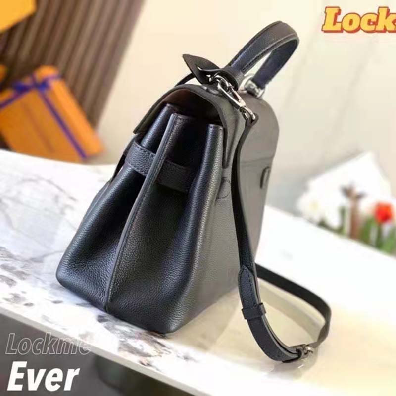 Louis Vuitton LV Women Lockme Ever BB Handbag Black Soft Calfskin
