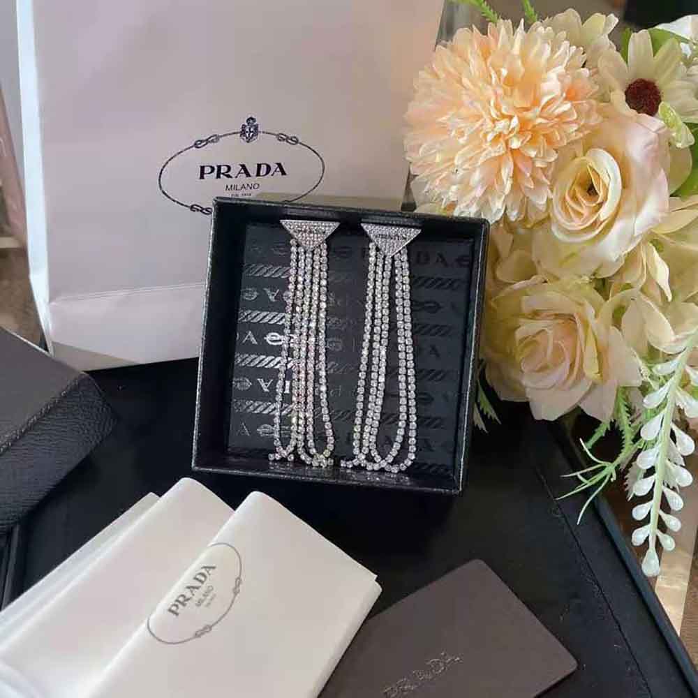 Prada Women Crystal Logo Jewels Zirconia Earrings
