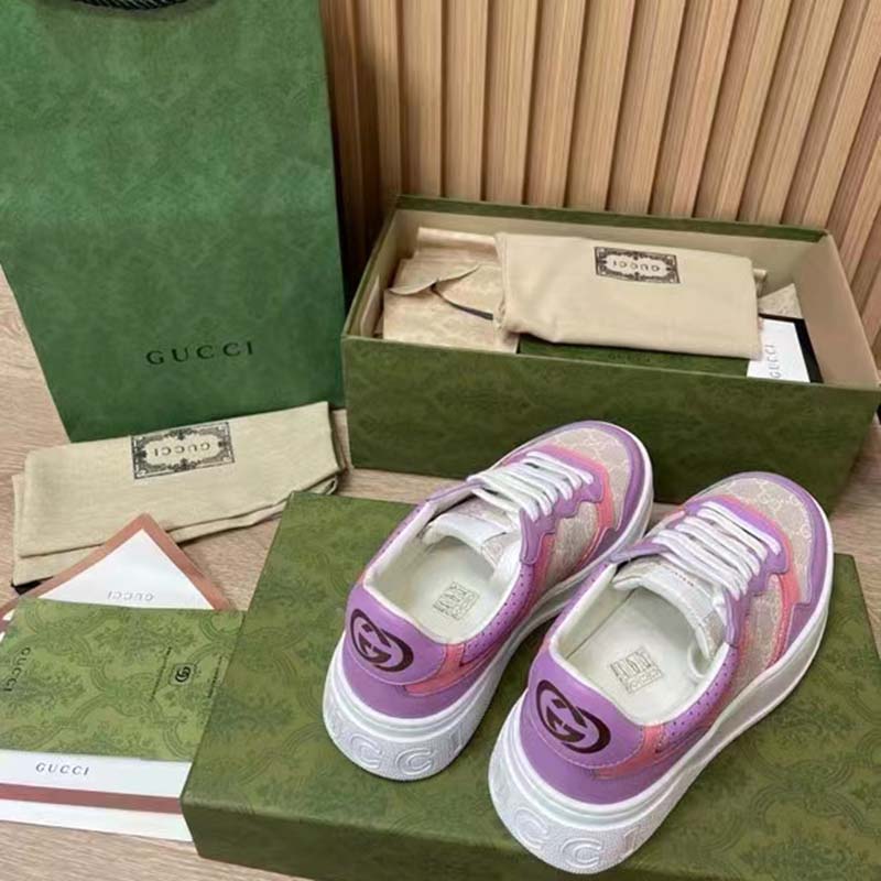 Gucci Unisex Sneaker White Beige GG Supreme Canvas Printed Interlocking G