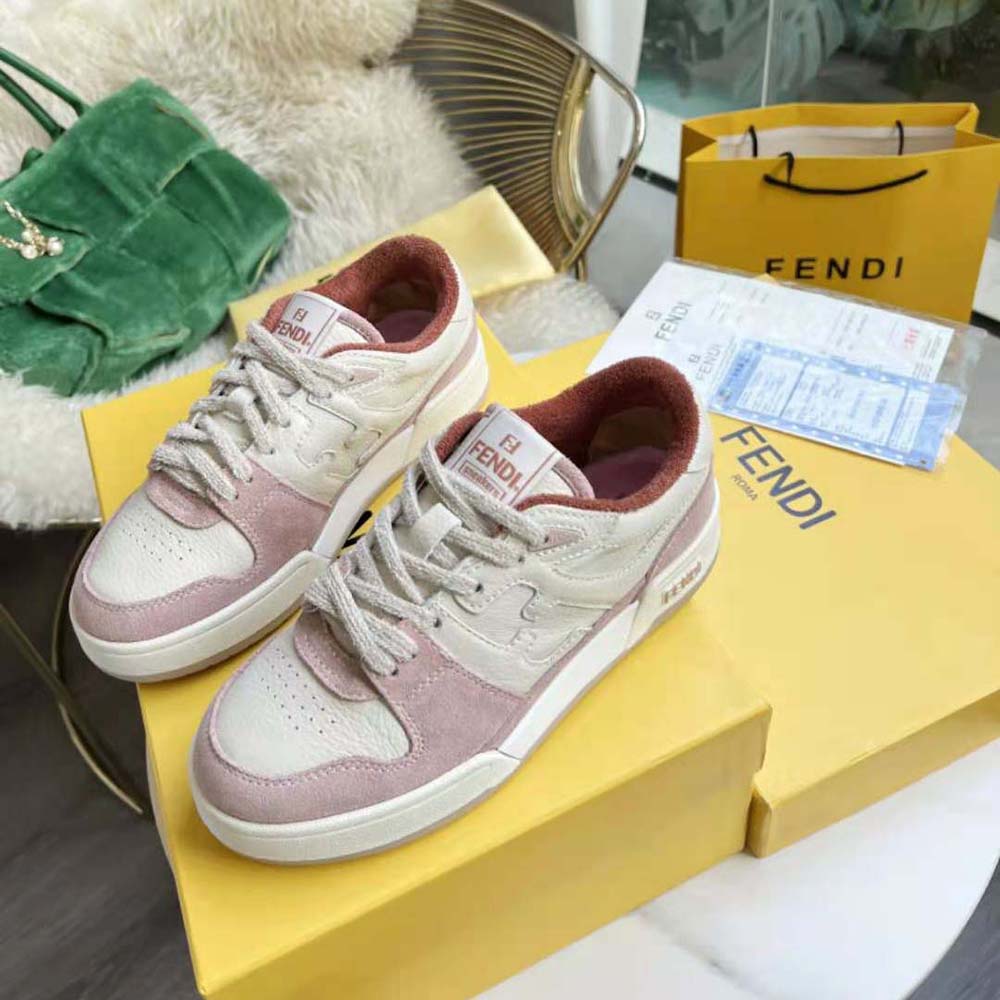 Fendi Unisex Match Low-Tops in Pink Suede