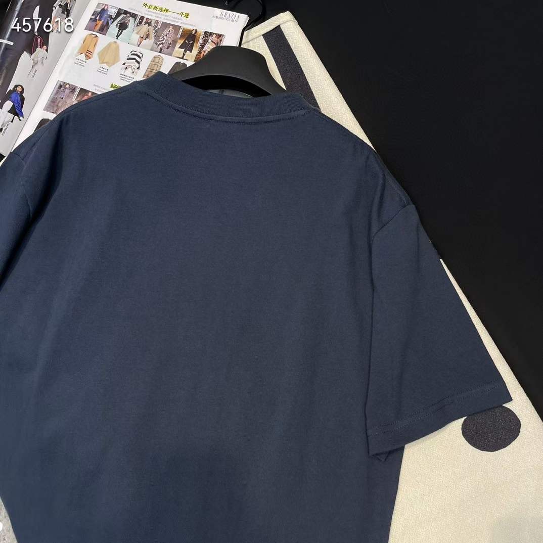 Dior CD Women Relaxed-Fit T-Shirt Navy Blue Cotton Jersey