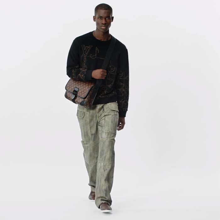 Louis Vuitton LV Unisex Archy Messenger MM Bag Monogram Macassar Coated Canvas