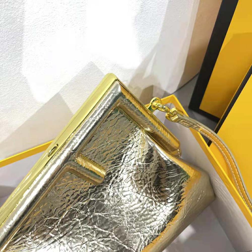 Fendi Women First Small Gold Laminated Leather Bag