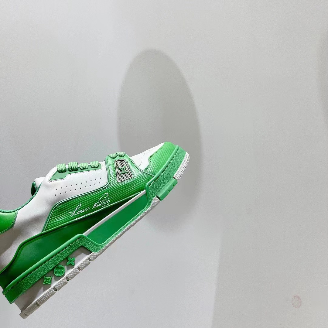 Louis Vuitton Unisex LV Trainer Sneaker Green Mini Monogram-Embossed Calf Monogram Leather