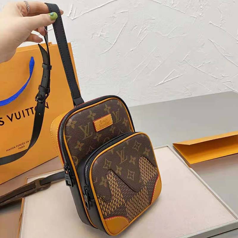Louis Vuitton LV Unisex Amazone Sling Bag Giant Damier Ebene Monogram Coated Canvas