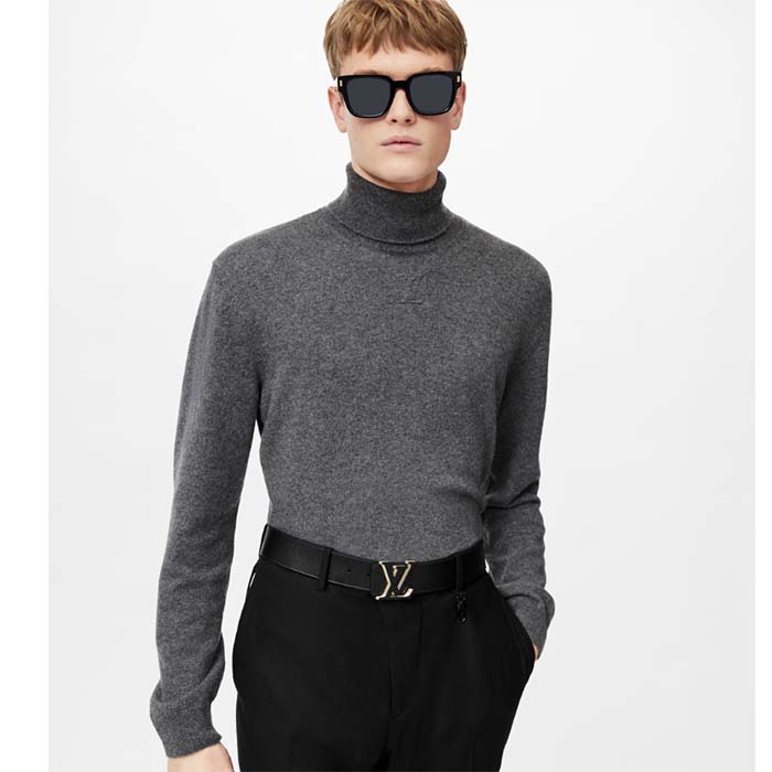 Louis Vuitton Unisex LV Optic 40 MM Reversible Belt Black Calf Leather Initiales Buckle