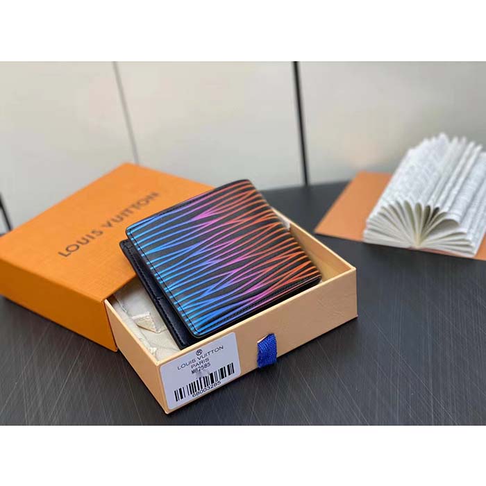 Louis Vuitton LV Unisex Slender Wallet Gradient Electric Sun Calf Leather Textile Lining