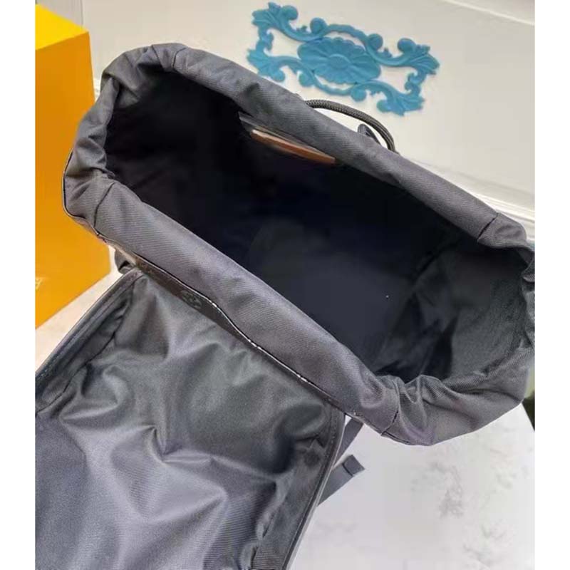 Louis Vuitton LV Unisex Discovery Backpack Black Monogram Shadow Calf Cowhide Leather