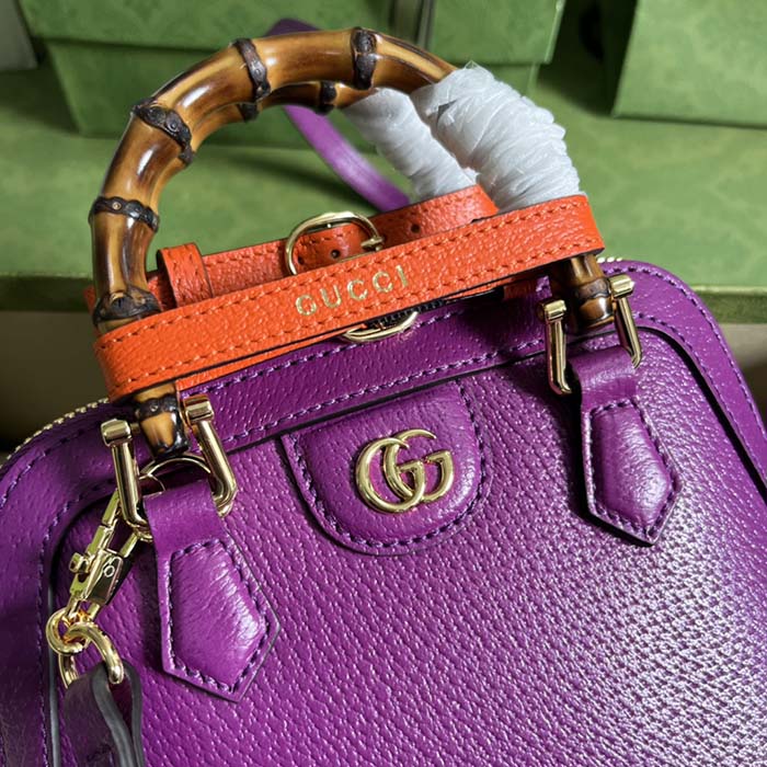 Gucci GG Women Gucci Diana Mini Tote Bag Purple Leather Double G