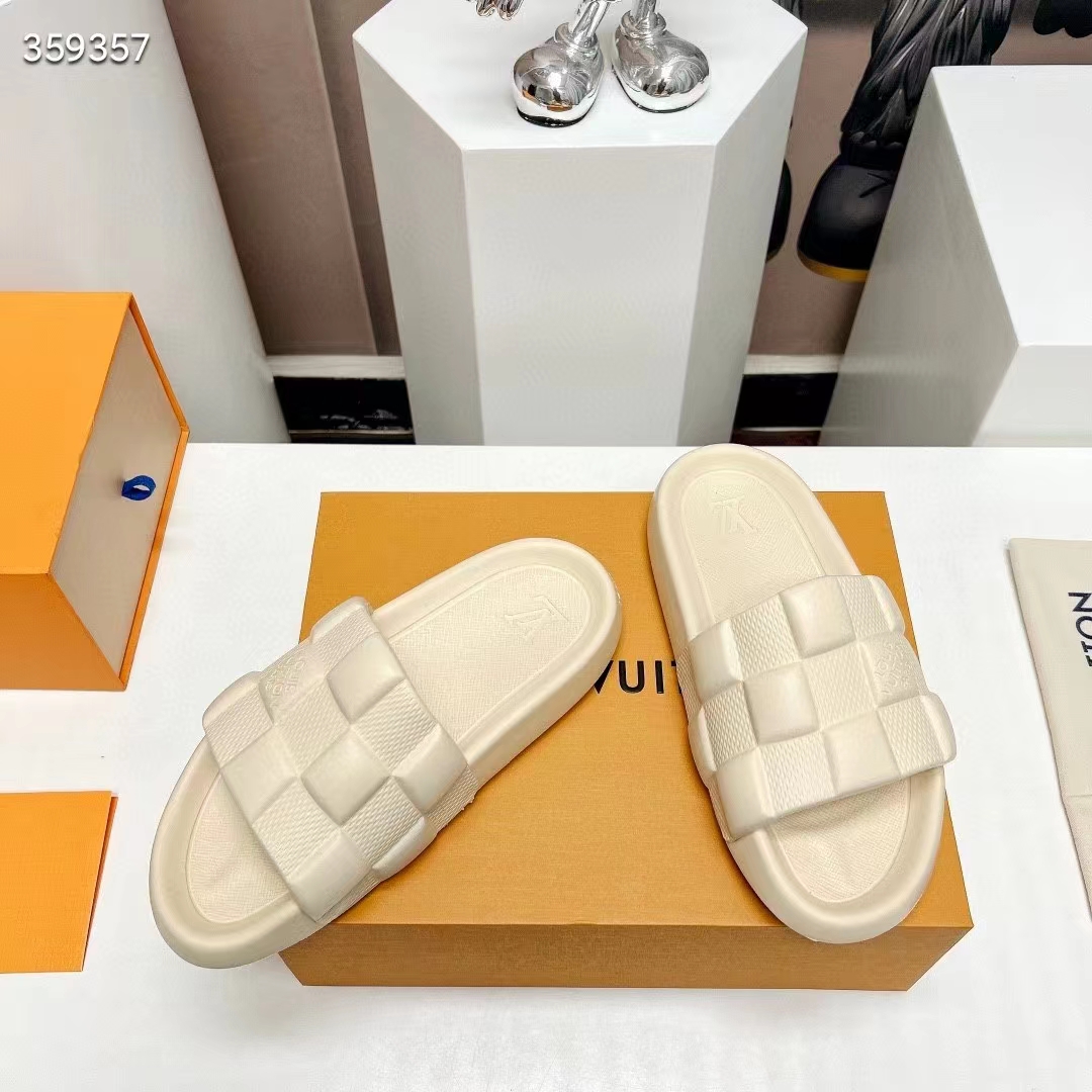 Louis Vuitton LV Unisex Waterfront Mule Beige Maxi Damier Rubber Waterproof Rubber