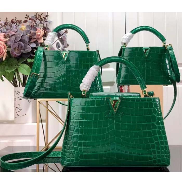 Louis Vuitton LV Women Capucines BB Handbag Green Crocodilien Brillant Savoir Faire