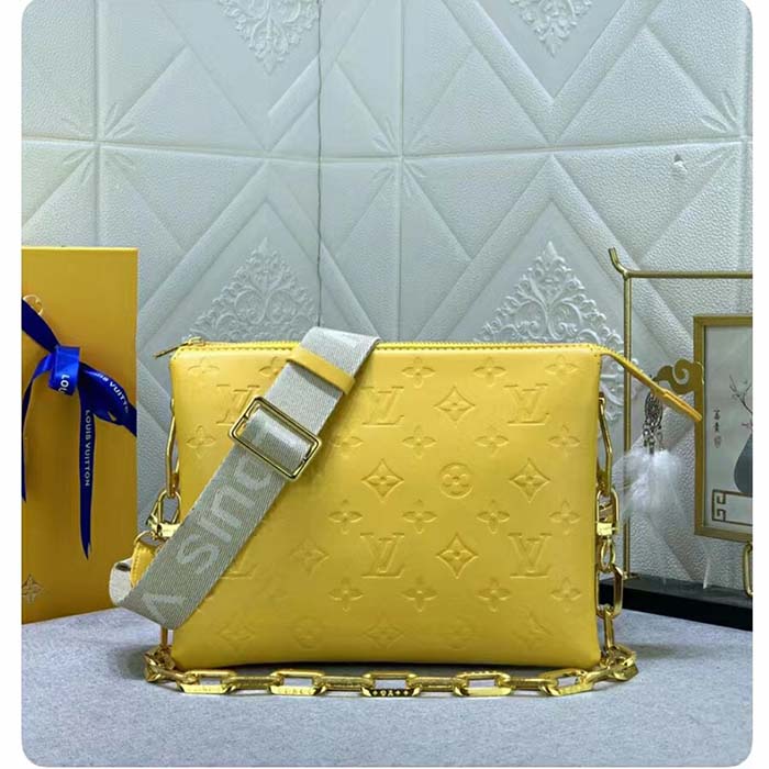 Louis Vuitton LV Women Coussin PM Handbag Acid Green Lambskin Zip Closure