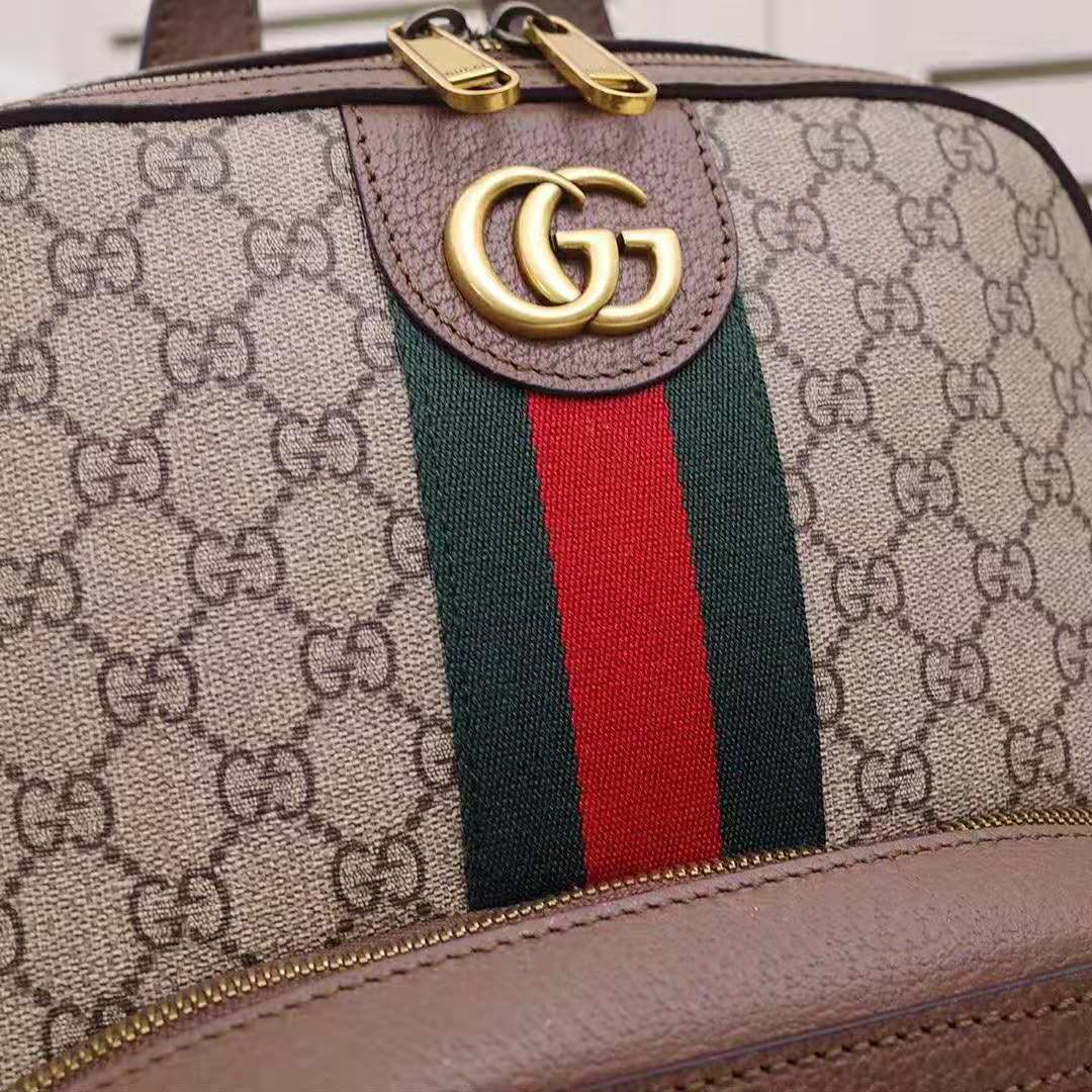 Gucci GG Unisex Ophidia GG Medium Backpack in Beige/Ebony GG Supreme Canvas