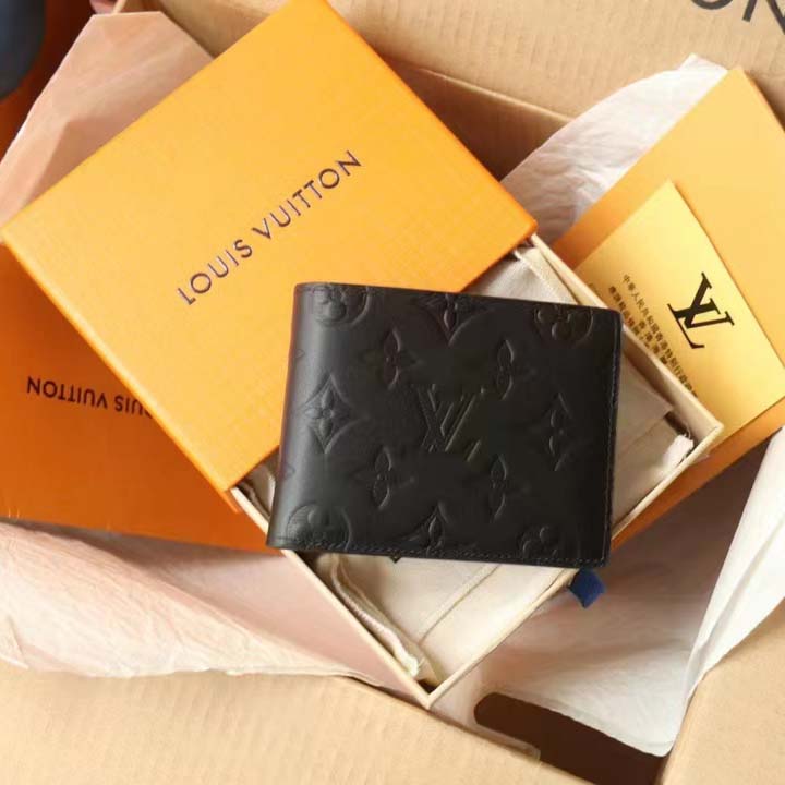 Louis Vuitton LV Unisex Multiple Wallet Black Monogram Shadow Calf Leather Cowhide