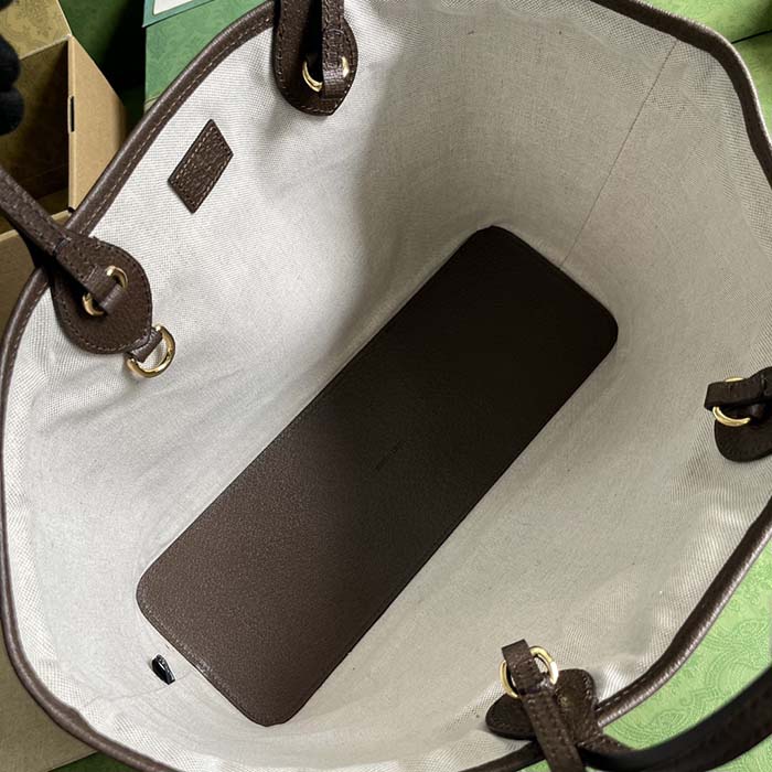 Gucci Unisex GG Ophidia Medium Tote Bag Brown Leather Double G