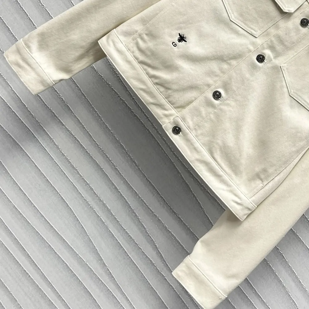 Dior Men Dioramour Jacket White Cotton Denim with Multicolor Cœur des Curiosités Motif