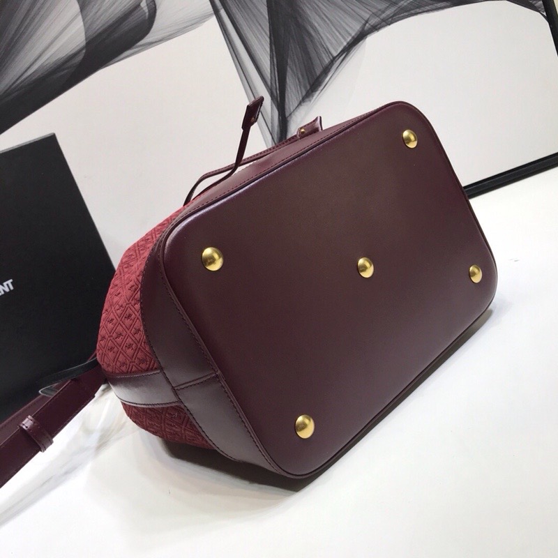 Saint Laurent All-Over Monogram Bucket Bag Burgundy For Women 0425020814