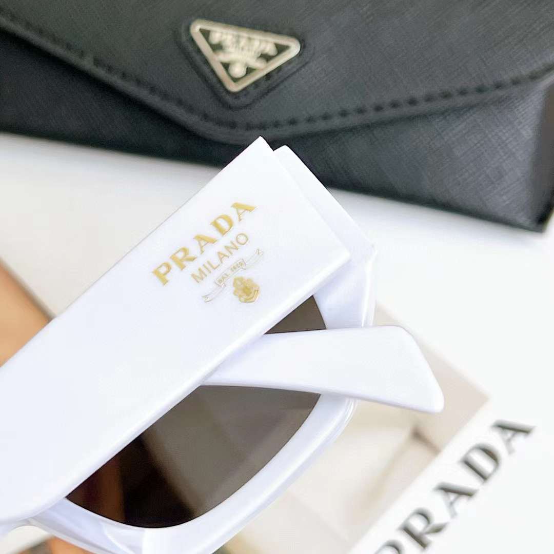 Prada Unisex Prada Symbole Sunglasses Acetate Frame Front Chalk White Standard Fit