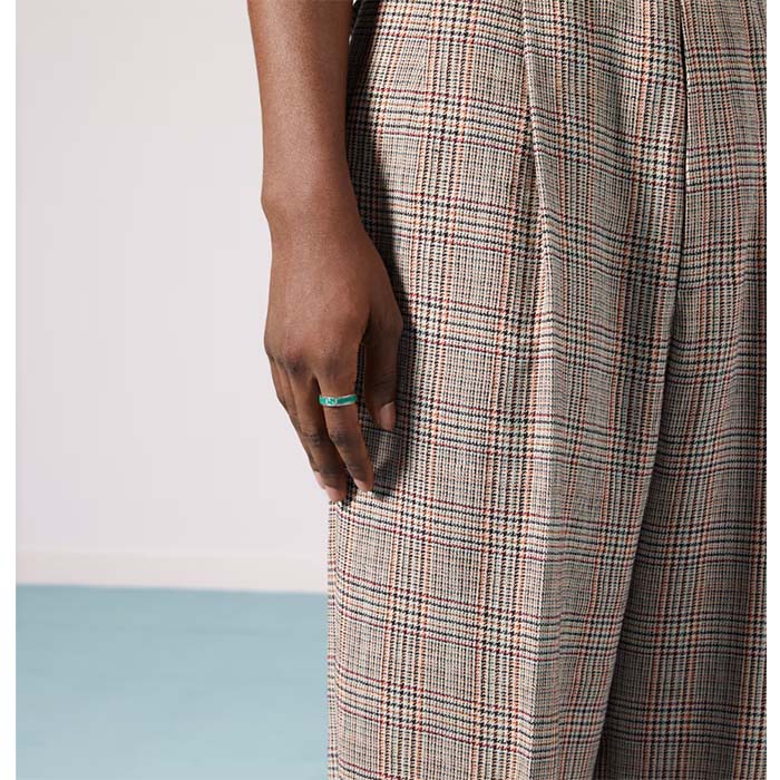 Gucci Unisex GG Ring Interlocking G 925 Sterling Silver Turquoise Enamel Textured Trim