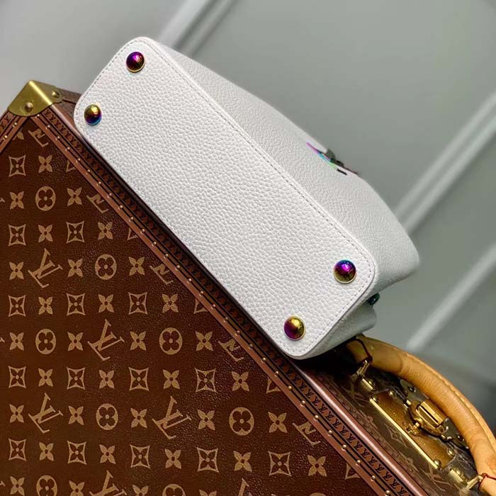 Louis Vuitton LV Women Capucines BB Handbag Snow White Taurillon Leather Cowhide Lining