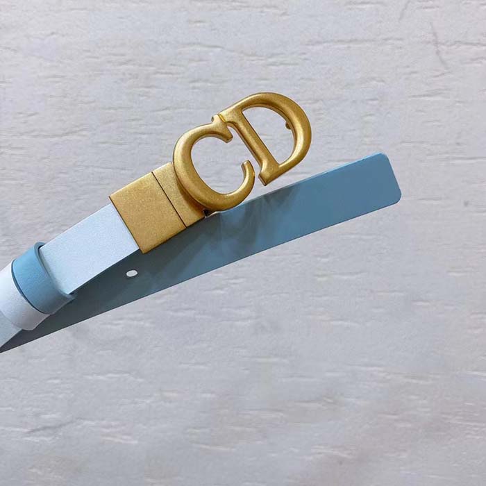Dior CD Unisex 30 Montaigne Reversible Belt Blue White Smooth Calfskin 20 MM Width