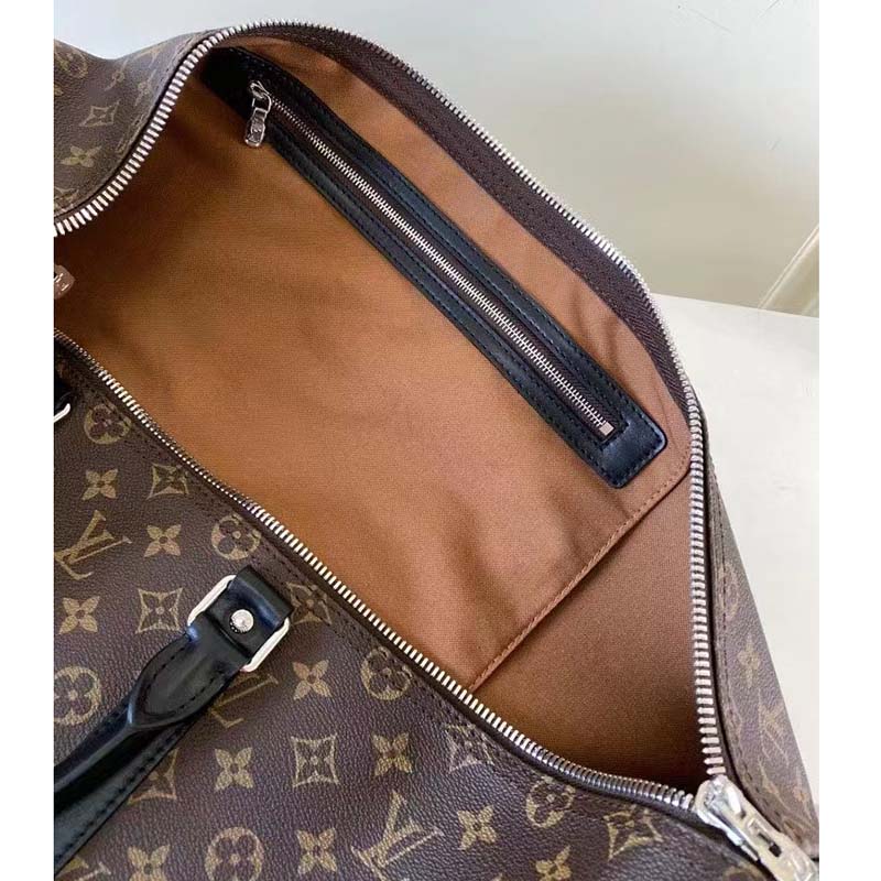 Louis Vuitton LV Unisex Keepall Bandoulière 55 Monogram Canvas Natural Cowhide Leather