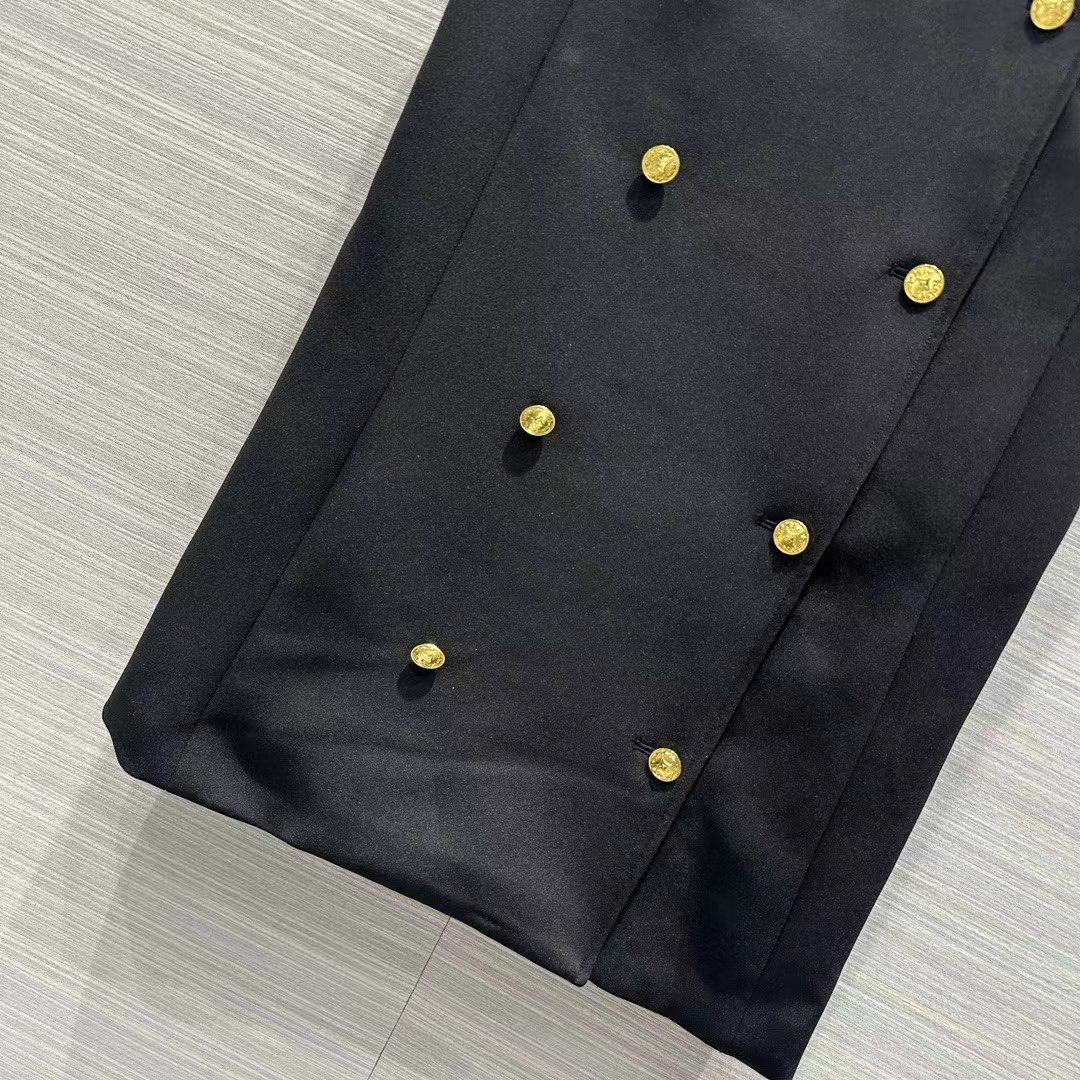 Louis Vuitton Women LV Double-Breasted Satin Dress Black 1AFFOM