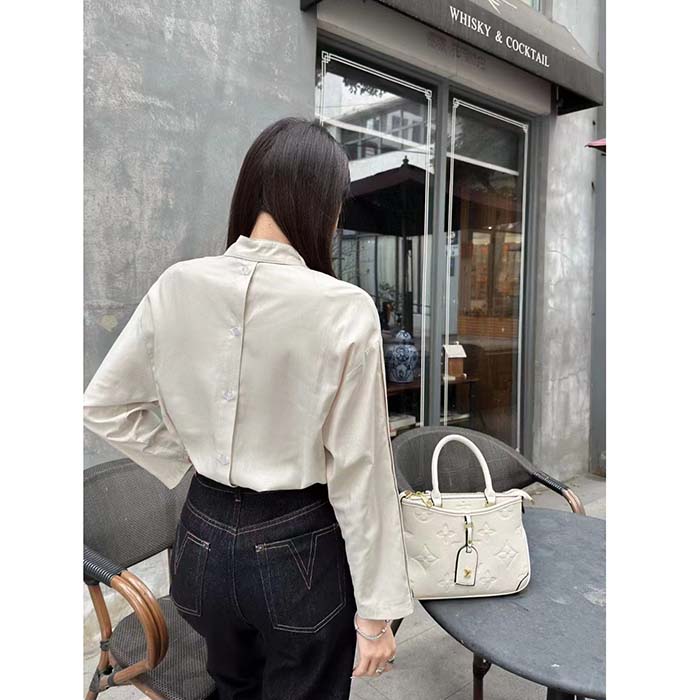 Louis Vuitton Women LV Monogram Lavaliere Button Sleeve Blouse White