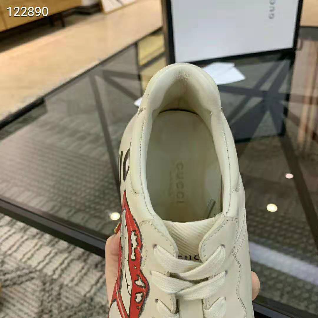 Gucci Unisex Rhyton Sneaker with Mouth Print-Beige