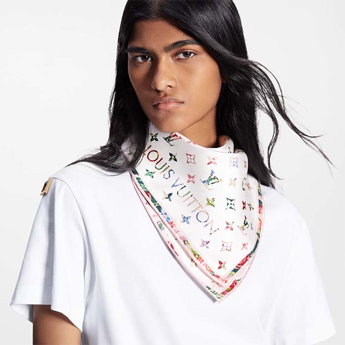 Louis Vuitton Women LV Garden Square 90 White Silk Inkjet Print Garden