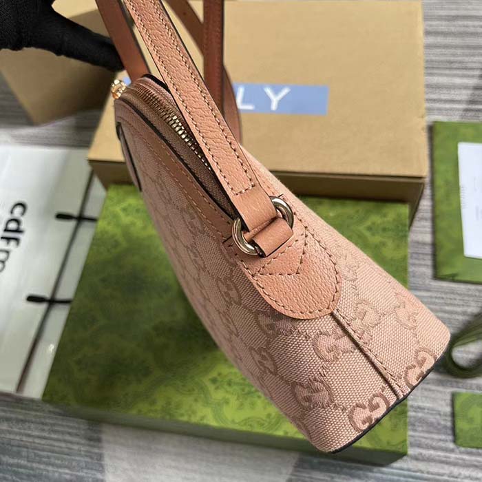 Gucci Women Ophidia GG Small Shoulder Bag Pink Canvas Leather Double G