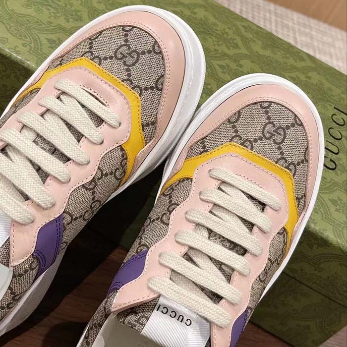 Gucci Unisex GG Sneaker Beige Ebony GG Supreme Canvas Mid 5.6 CM Heel