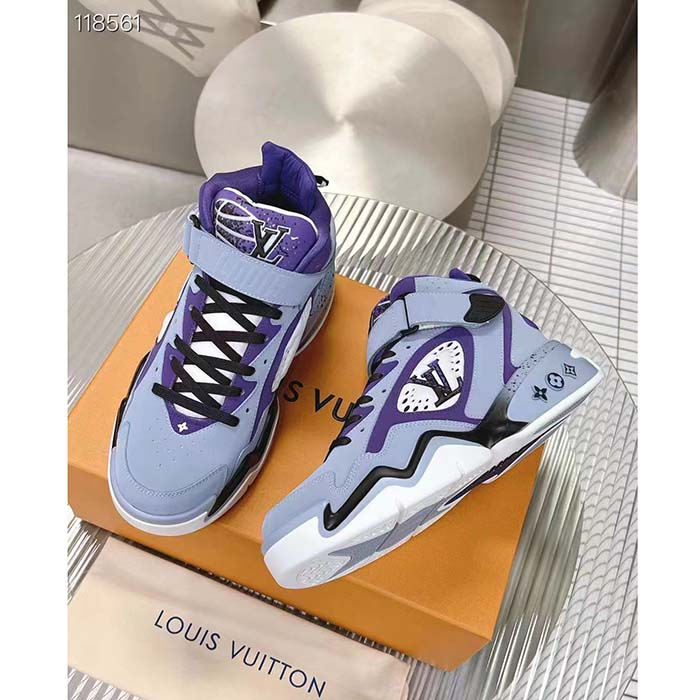 Louis Vuitton LV Unisex Trainer 2 Sneaker Boot Blue Suede Calf Leather