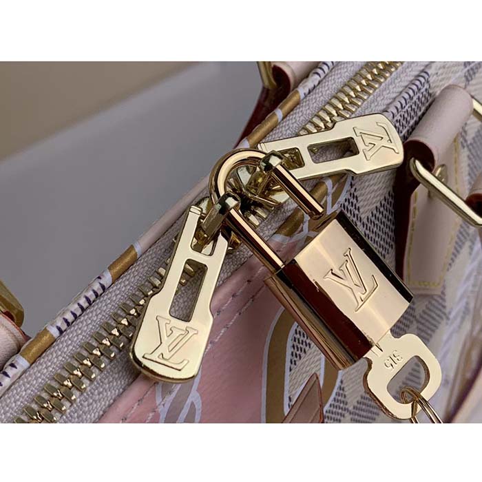 Louis Vuitton LV Women Alma BB Handbag Damier Azur Coated Canvas Cowhide Leather