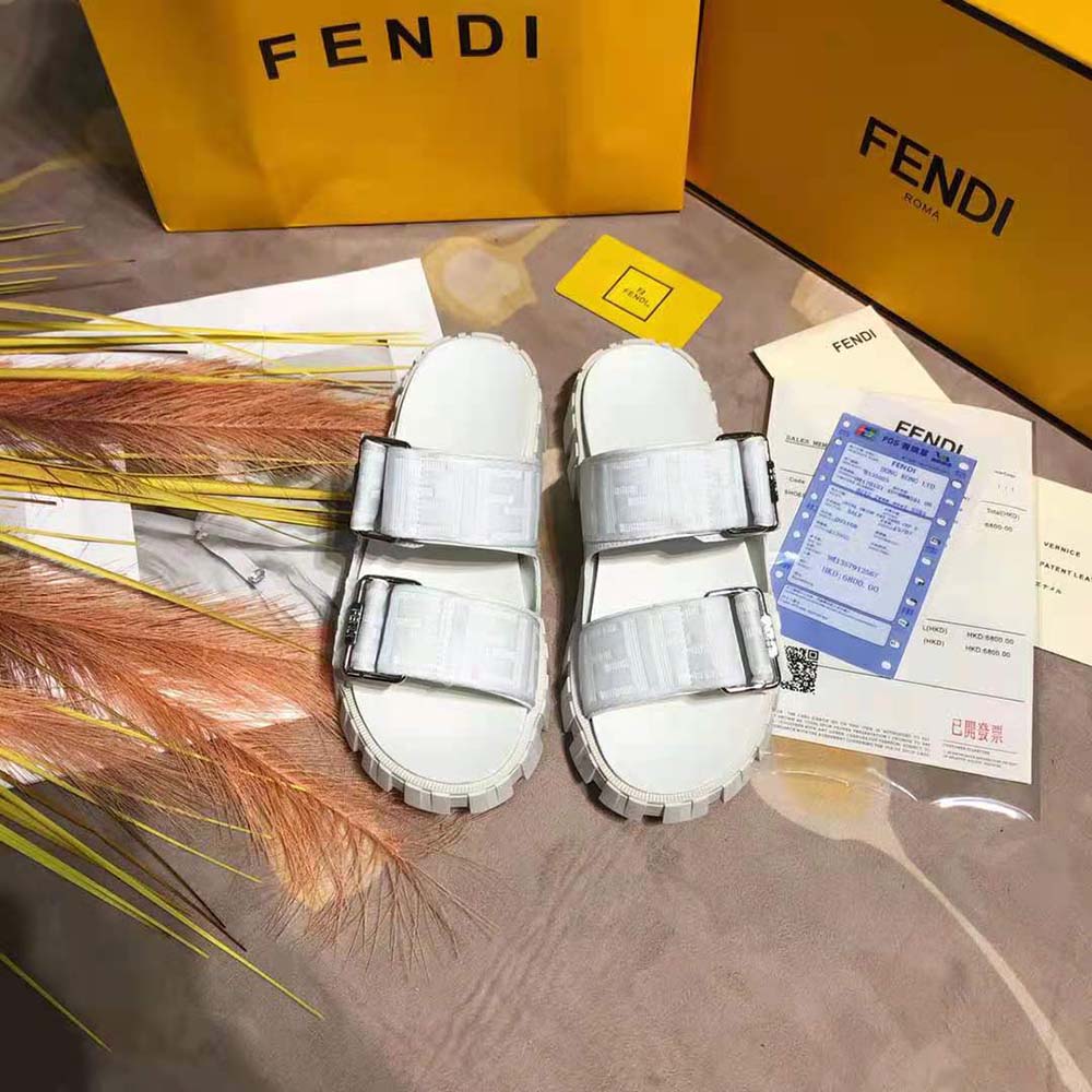 Fendi Women Sandals White Fabric Sandals