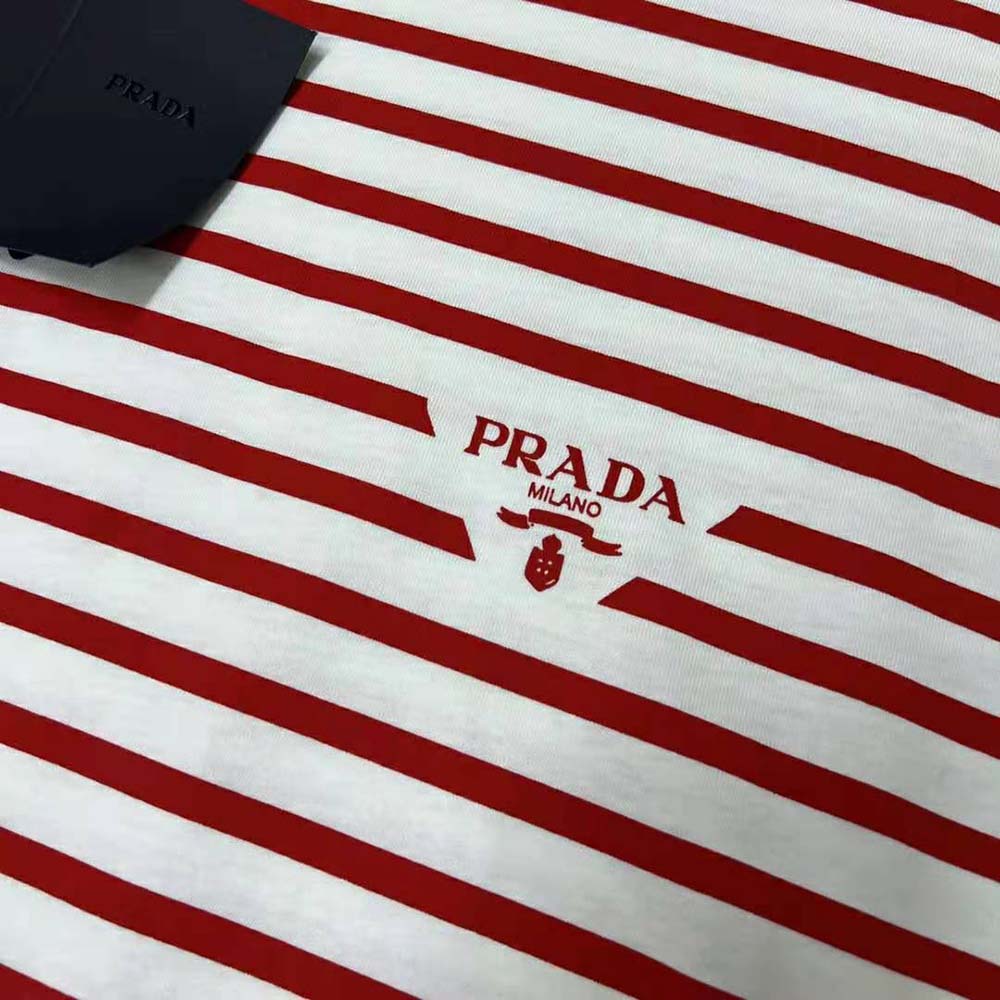 Prada Women Printed Interlock T-shirt-Red