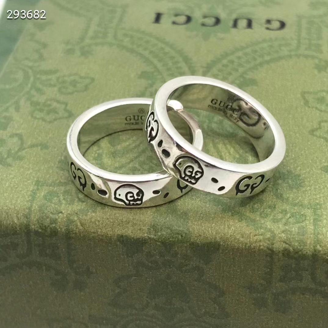 Gucci Unisex GucciGhost Ring Silver Two Cultures Past Present 925 Sterling Silver