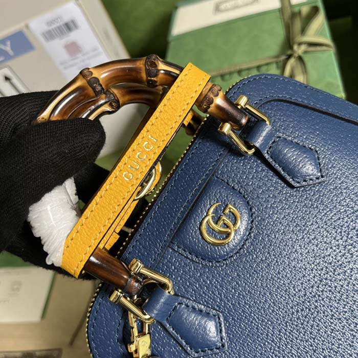 Gucci GG Women Gucci Diana Mini Tote Bag Blue Leather Double G