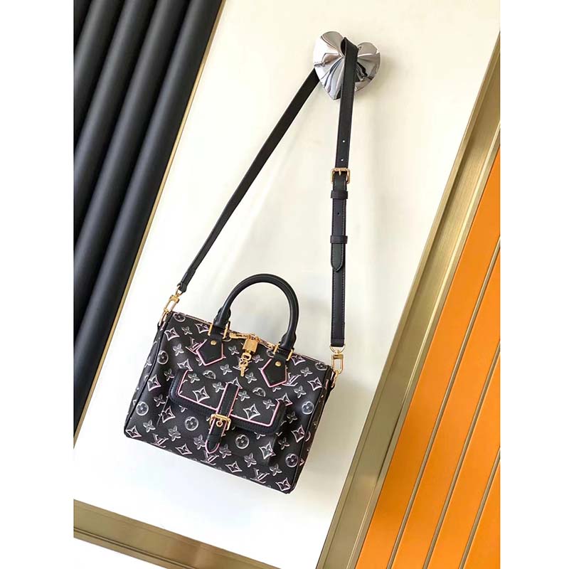 Louis Vuitton LV Women Speedy Bandoulière 25 Handbag Black Monogram Coated Canvas