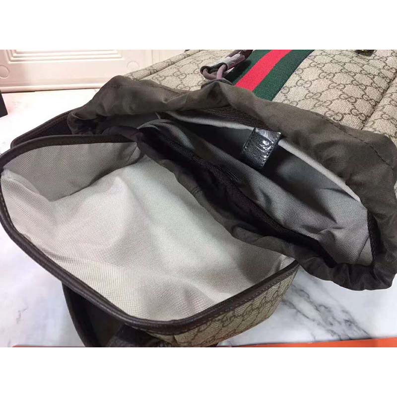 Gucci GG Unisex Ophidia GG Medium Backpack Beige/Ebony Supreme Canvas