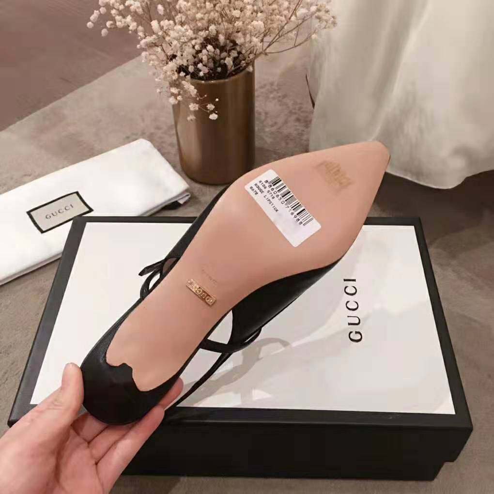 Gucci Women Zumi Leather Low-Heel Slingback Pump 4.6cm Height-Black