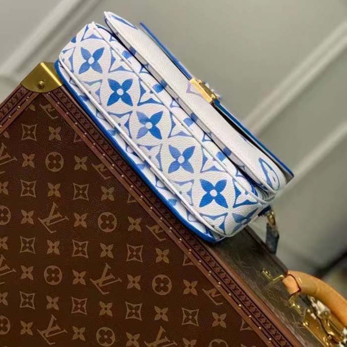 Louis Vuitton LV Women Pochette Métis MM Blue Monogram Coated Canvas